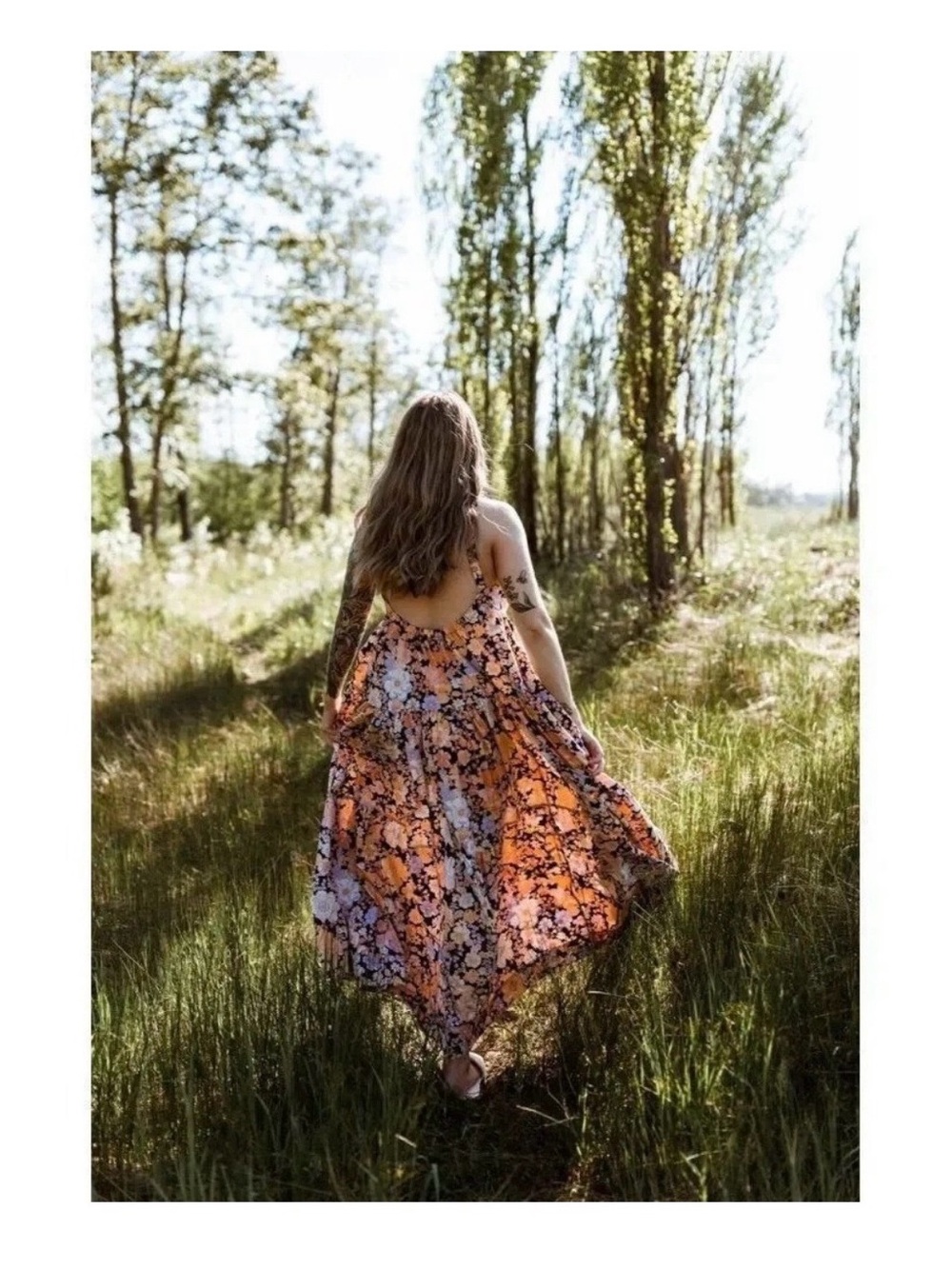 Free People park slope  Floral Maxi Dress oversized M boho festival cottage